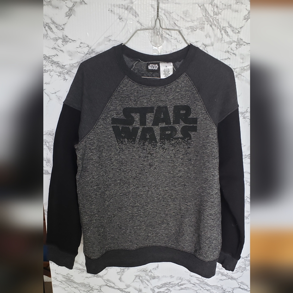 Star Wars Gray and Black Raglan Sweatshirt. Youth Xl. Cotton.